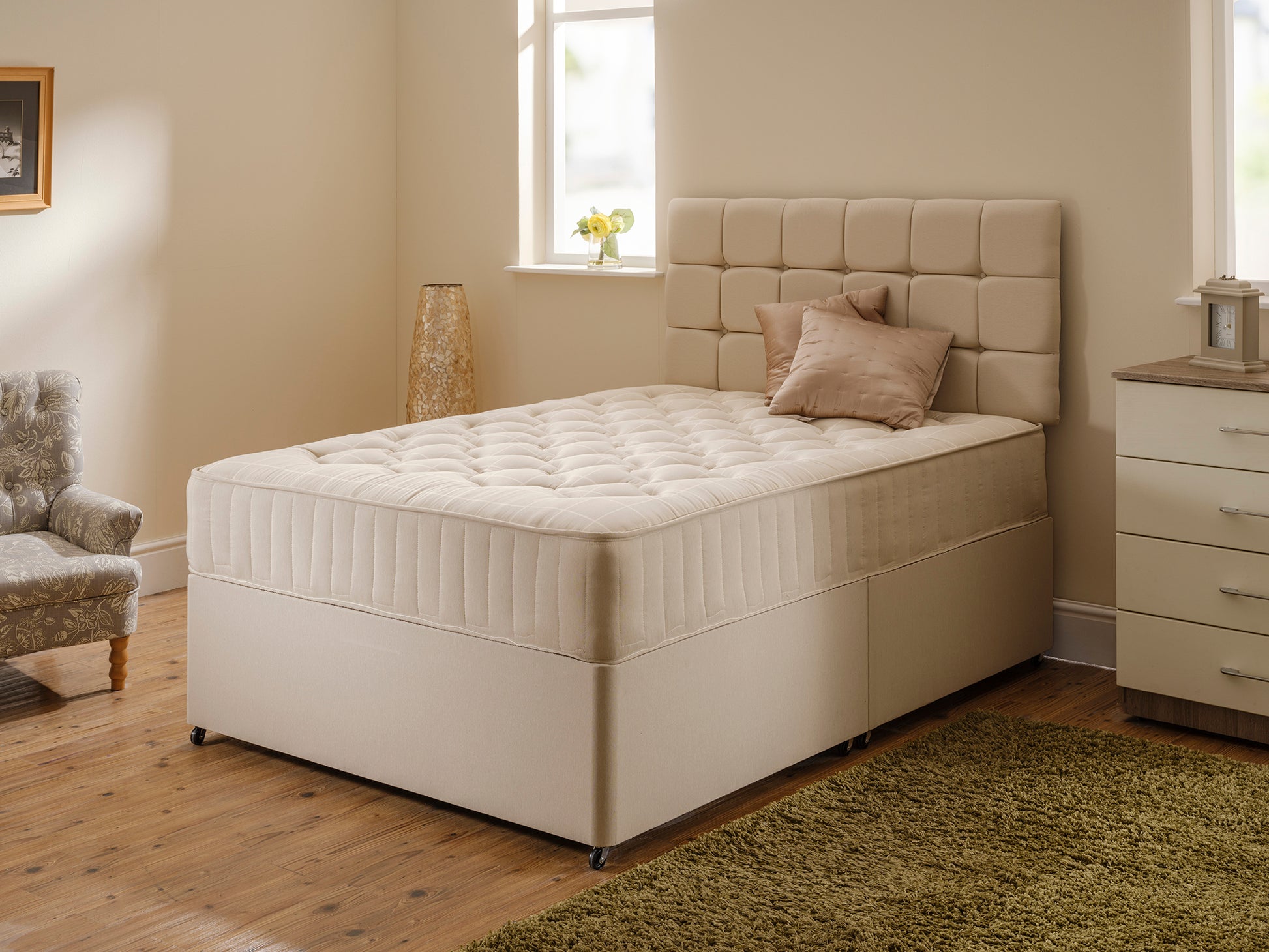 Firm support orthopaedic contract mattress by Tender Sleep, BS7177 Crib 5, available in multiple sizes.