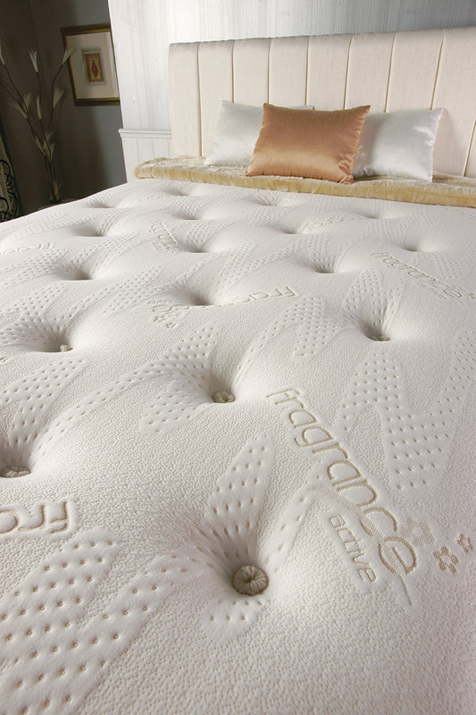 Ylang Ylang fragrance memory foam orthopaedic mattress in white, suitable for back pain relief, by Tender Sleep