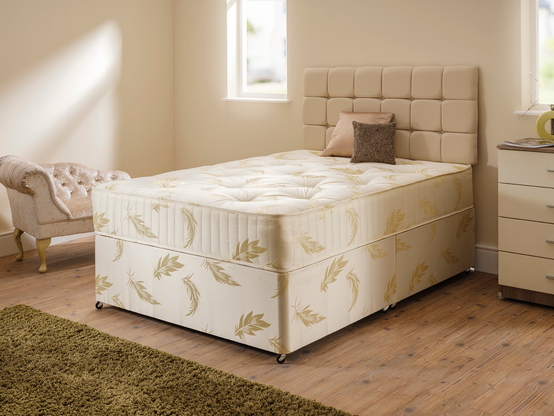 Knightsbridge Firm Ortho Mattress by Tender Sleep, featuring 12.5G orthopedic springs and a damask fabric cover