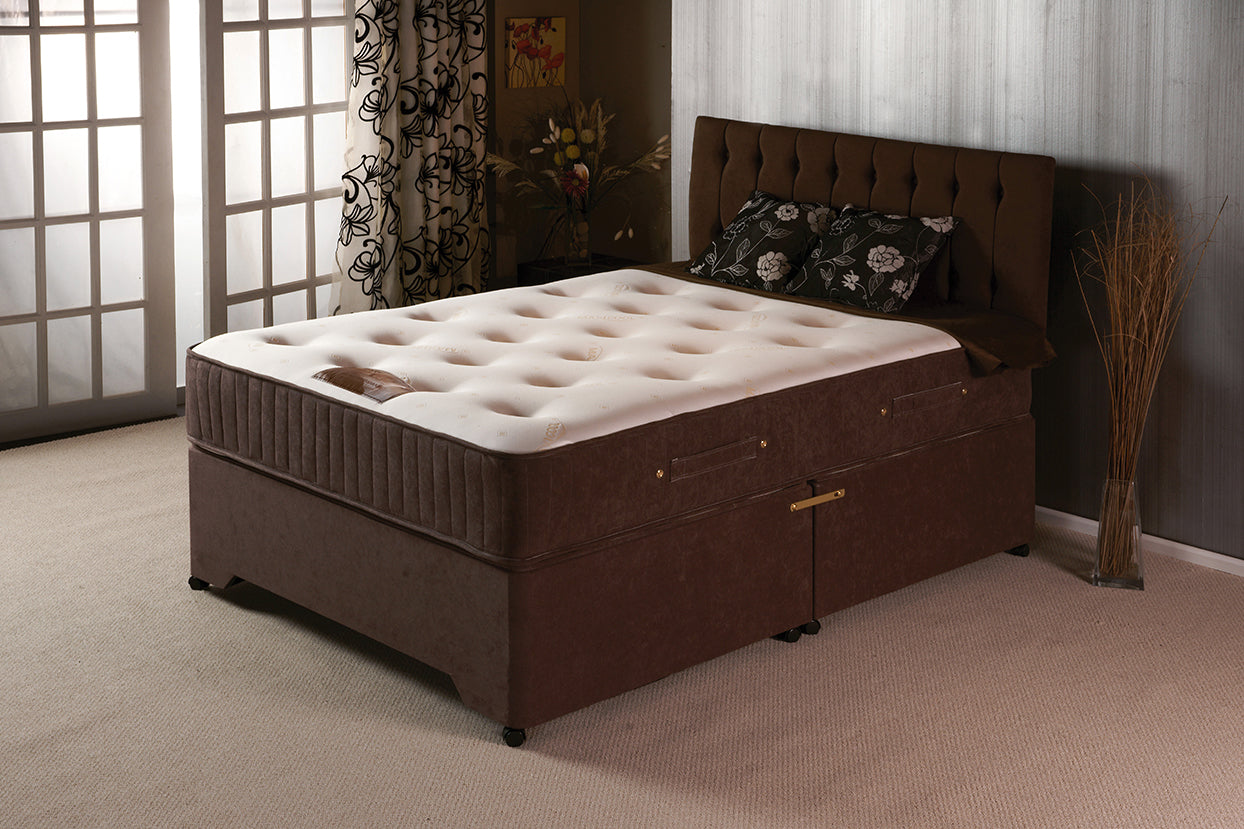 Tender Sleep memory foam orthopaedic mattress with medium firm support and faux leather base in small double size