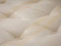 White damask tufted orthopaedic mattress with 12.5G springs by Tender Sleep, available in multiple sizes.